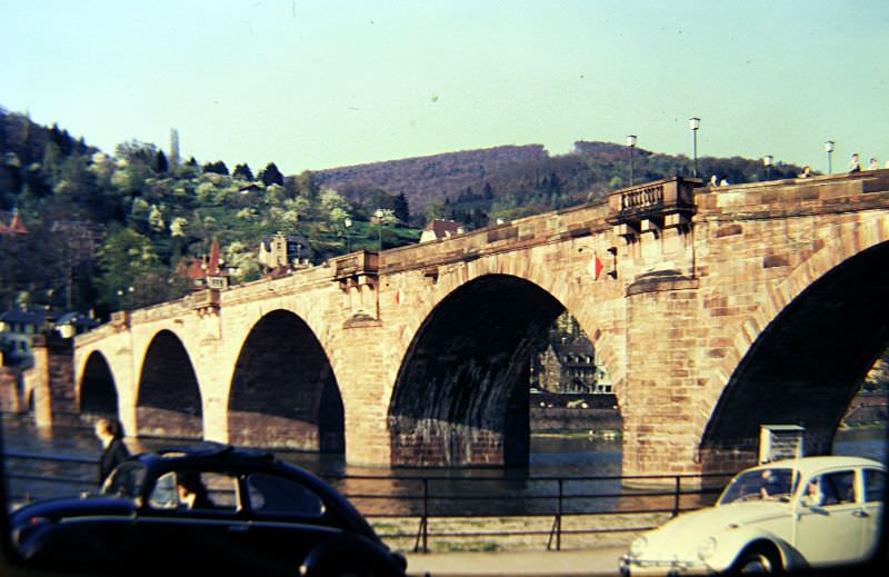 Heidelberg. The bridge over the Neckar River, 1960s