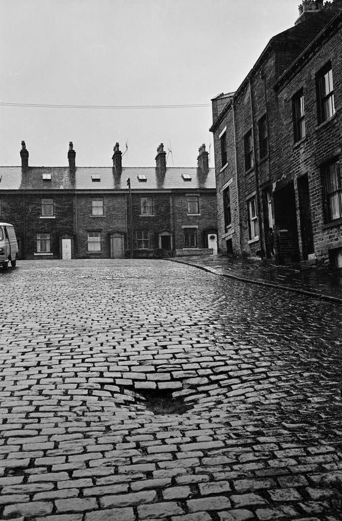 Road subsidence, Bradford, 1969