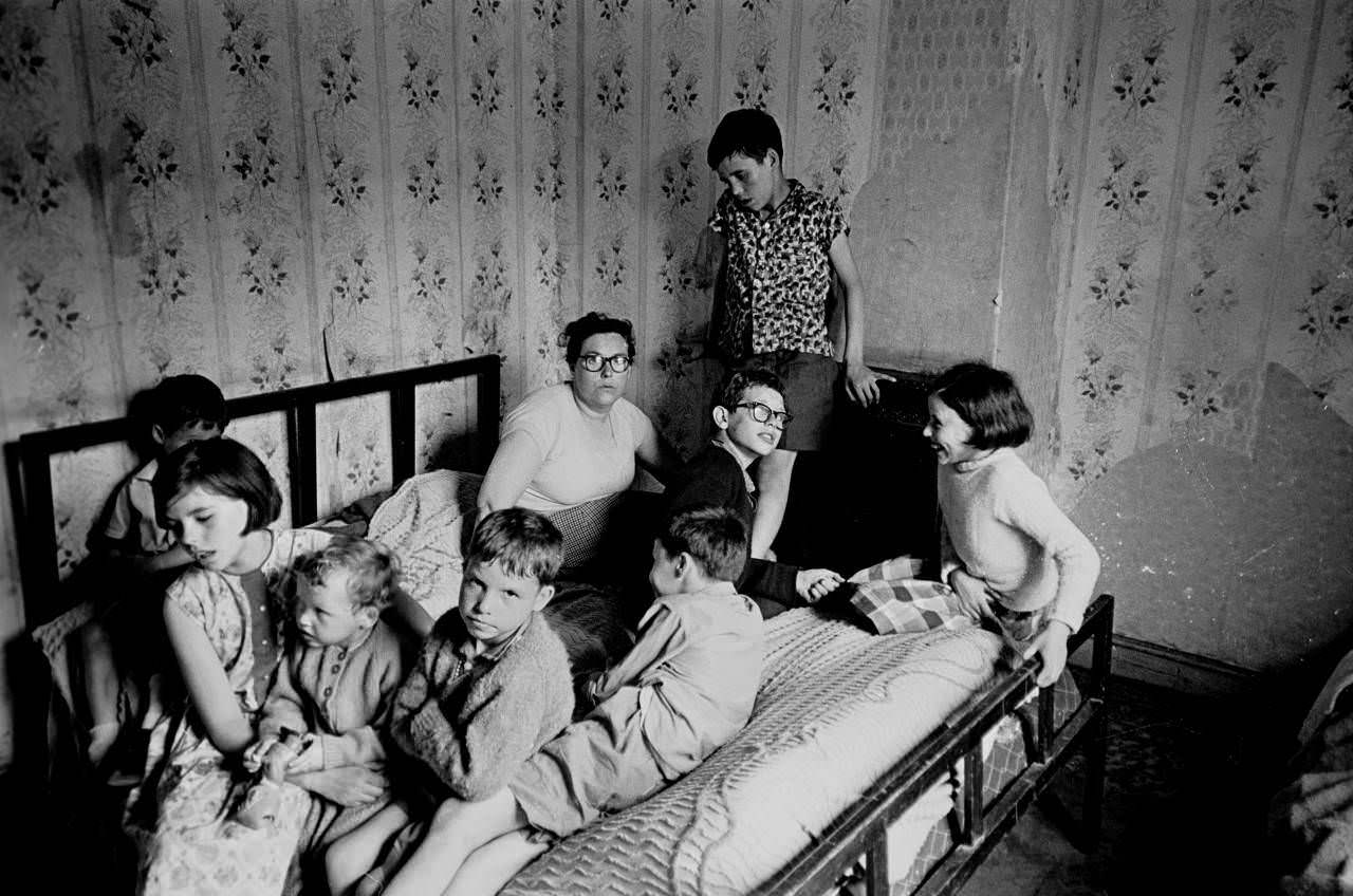 Overcrowded family, Bradford, 1970