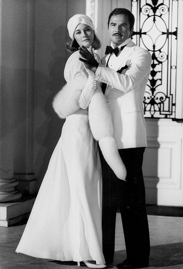 Cybill Shepherd with Burt Reynolds on the set of the movie 'At Long Last Love', 1975.