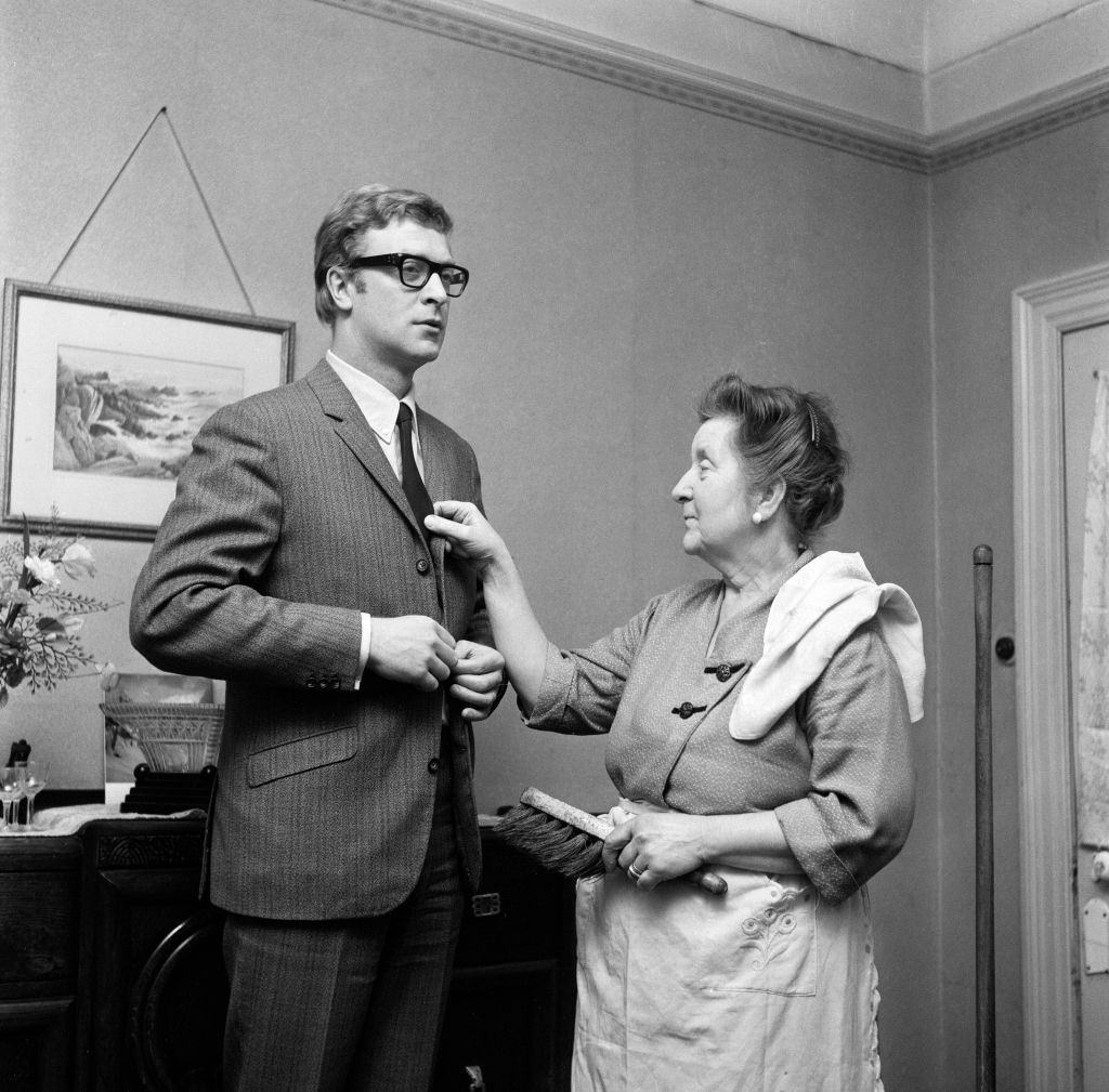 Michael Caine at home with his mother, Ellen Maria Burchell, 1964.