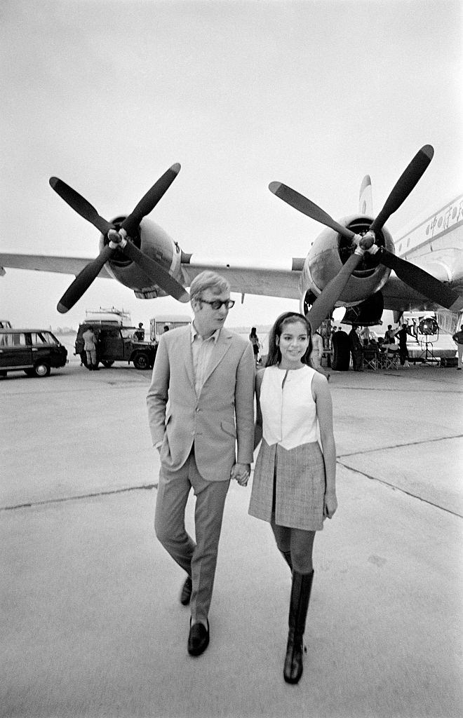 Michael Caine with Bianca De Macias at Paris Orly Aiport, 1966.