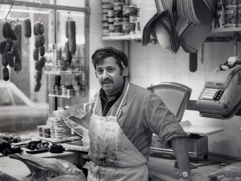 Butcher shop in Le Marais, Paris, 1971
