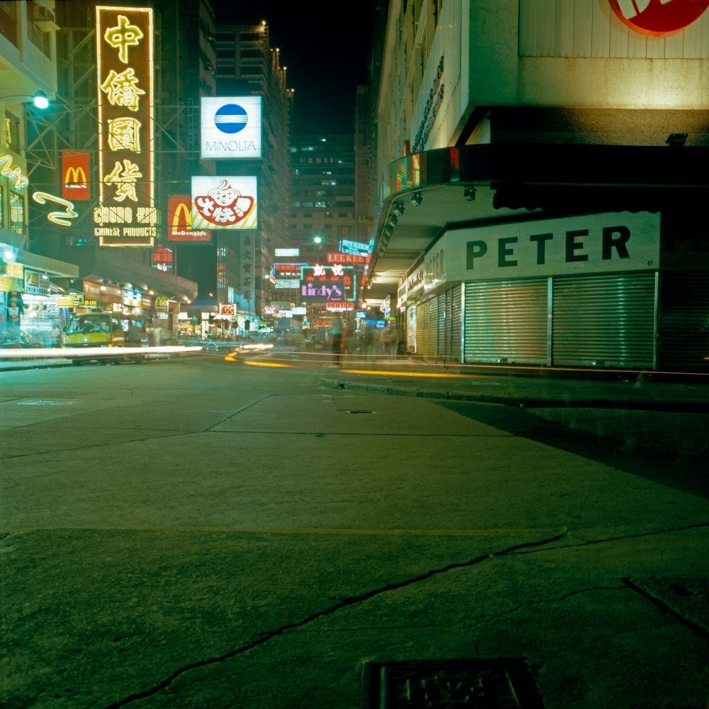 Streets of Hong Kong in the evening, Early 1980s.
