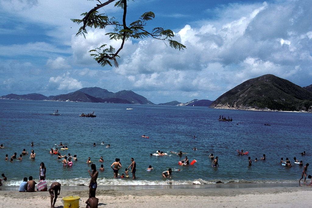Repulse Bay beach. Hong Kong, September 1980s.