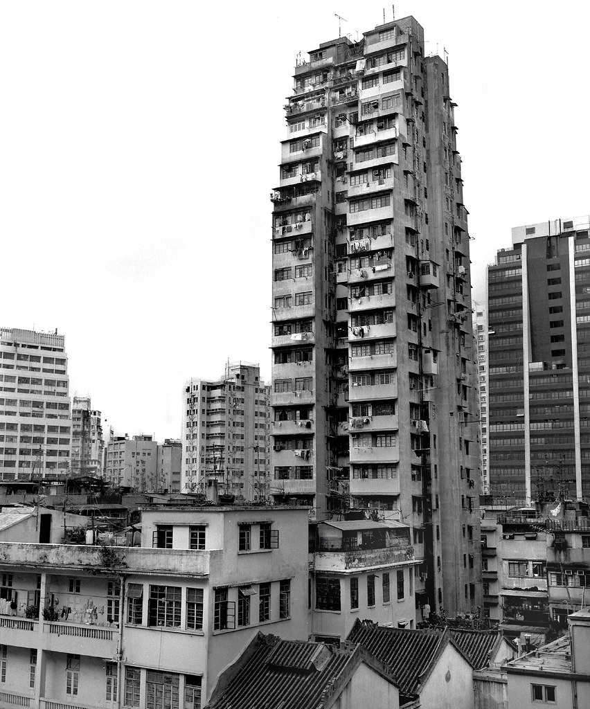 Mid century multi story housing. Hong Kong, 1986.