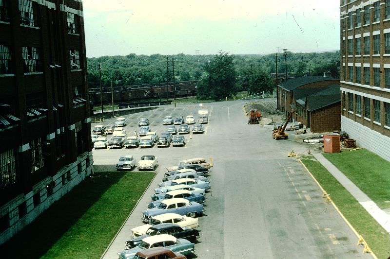 Kellogg's parking lot, Battle Creek, Michigan. May 1955