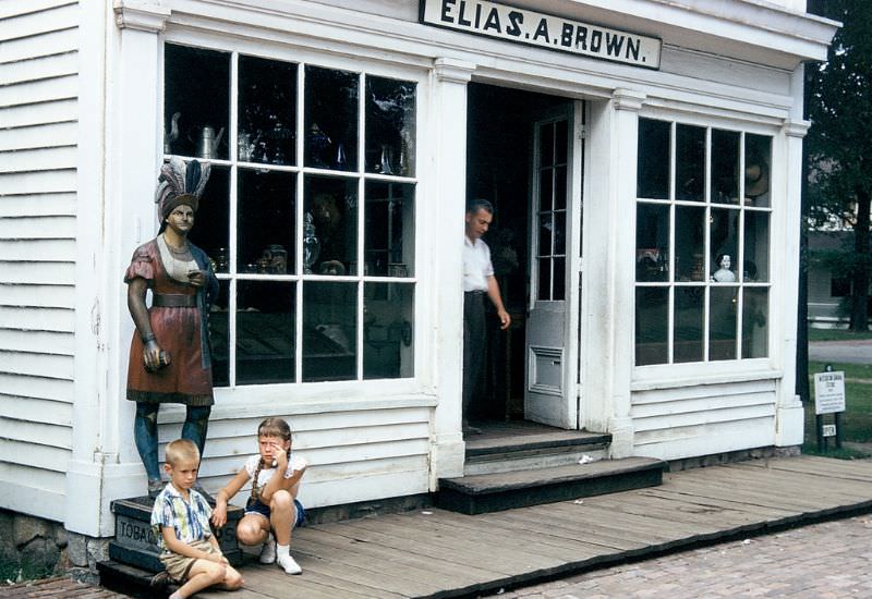 Store and wooden Indian, Greenfield Village, Michigan. June 1955