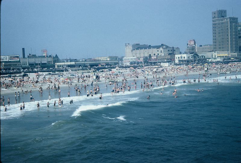 Atlantic City beach and waterfront, New Jersey. July 1959