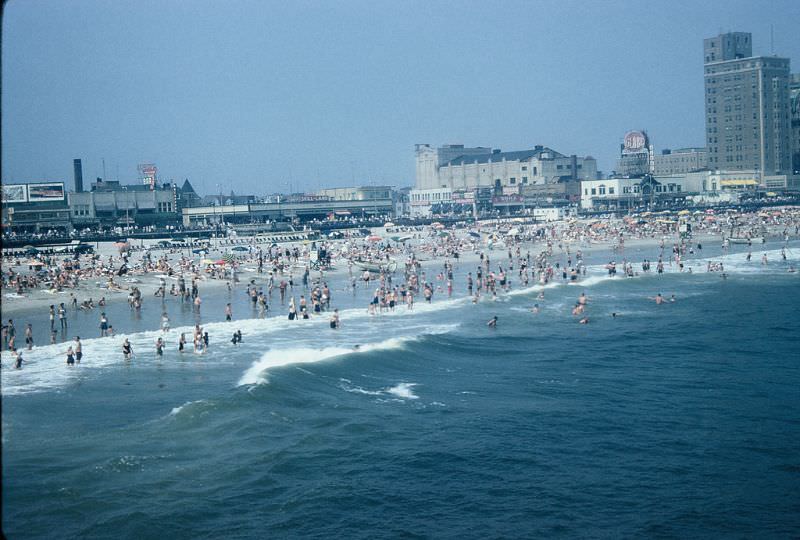 Atlantic City beach and waterfront, New Jersey. July 1959