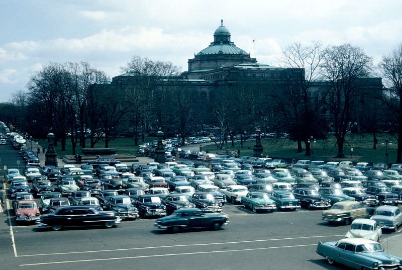 Library of Congress and Capitol parking lot from East Front of US Capitol, Washington, D.C. May 1956