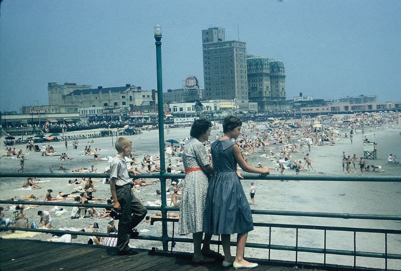 Looking at beach in Atlantic City, New Jersey. July 1959