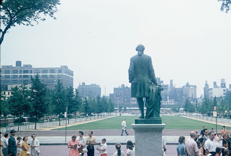 Statue of Ben Franklin and Mall, Philadelphia, Pennsylvania. May 1959