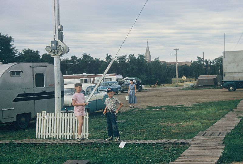 First boardwalk of the trip, Yankton, South Dakota. June 1956