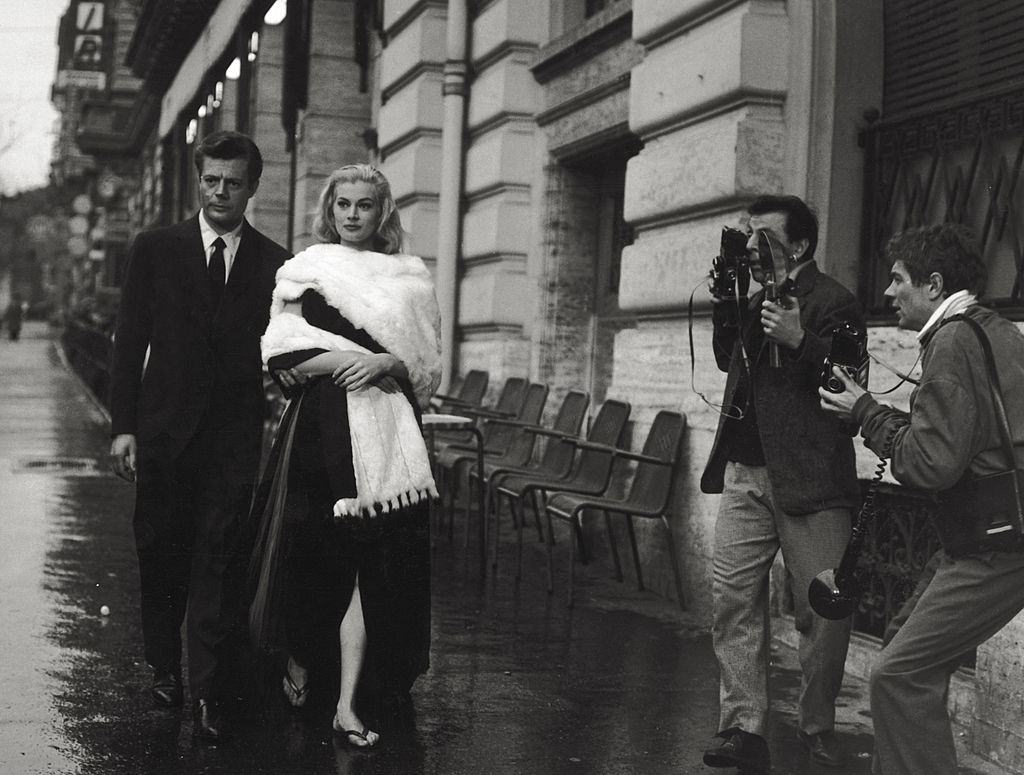 Anita Ekberg with Marcello Mastroianni in La dolce vita