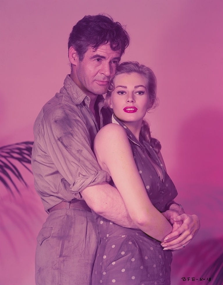 Anita Ekberg with Robret Ryan in Back from Eternity, 1956.