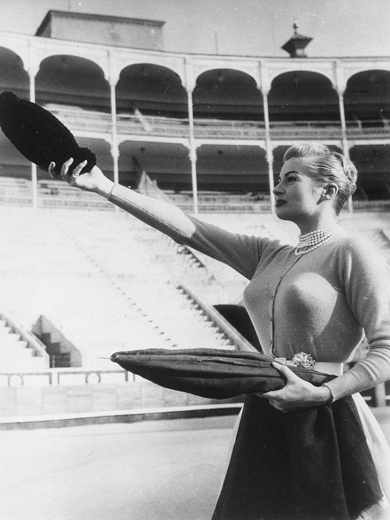 Anita Ekberg inside the Bullring in Madrid, circa 1958.