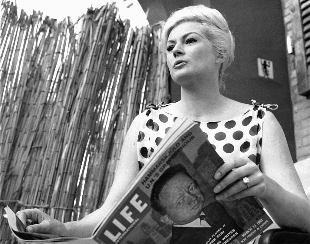 Anita Ekberg in her house on March 23, 1961 in Rome.