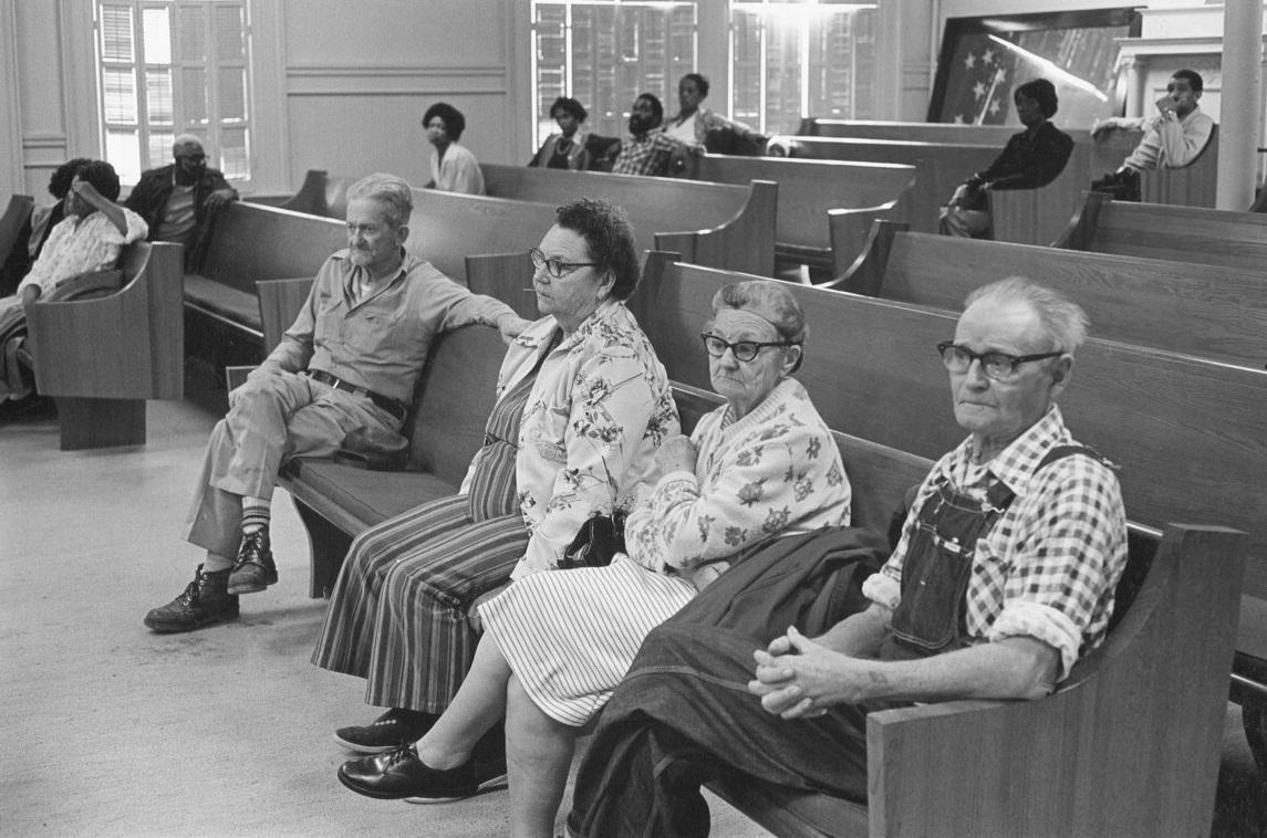 People in court room during a session of superior court, 1981 Feb.