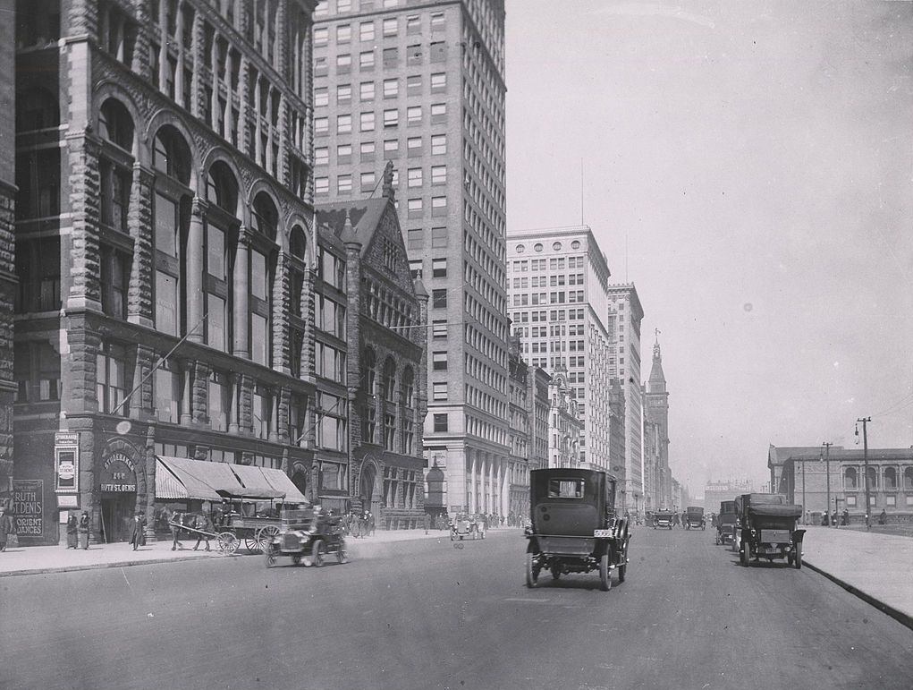 View of Michigan Avenue, Chicago, Illinois, 1911.