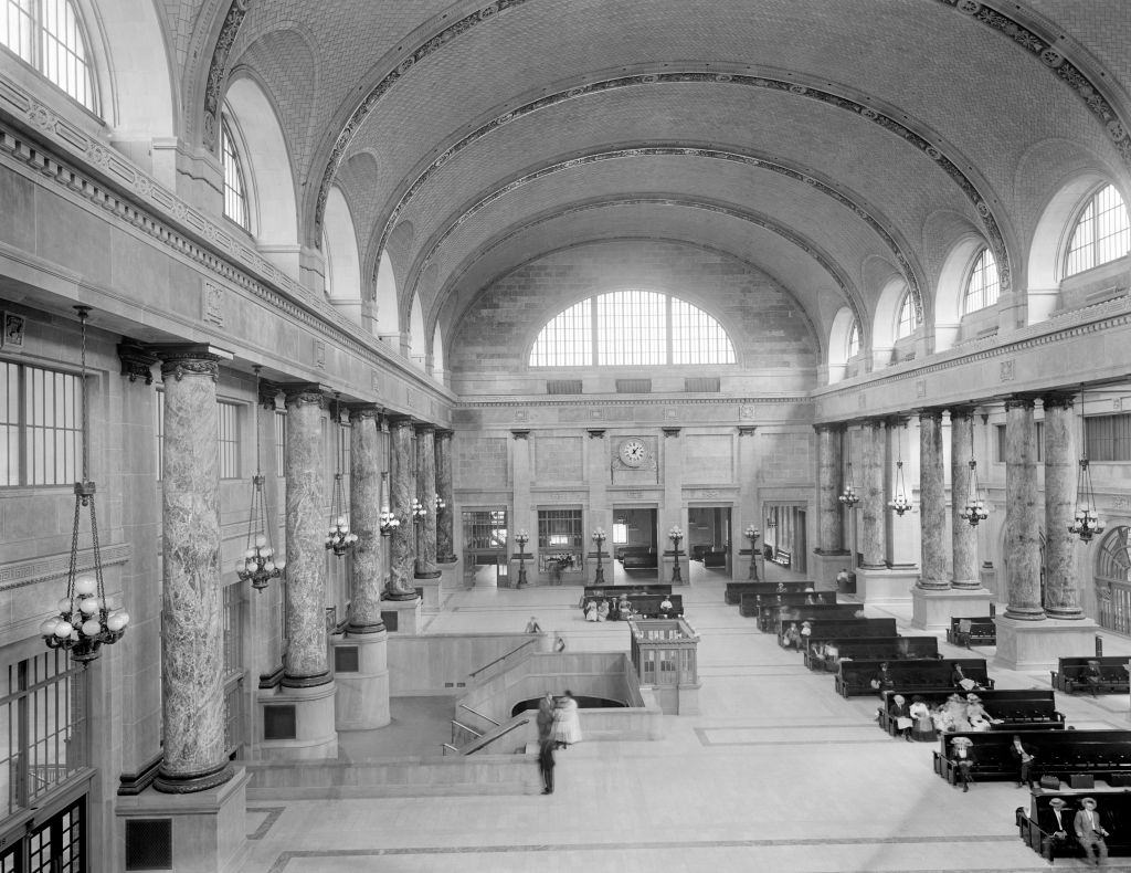 Passenger Terminal, Madison Street Entrance. Chicago circa 1912.