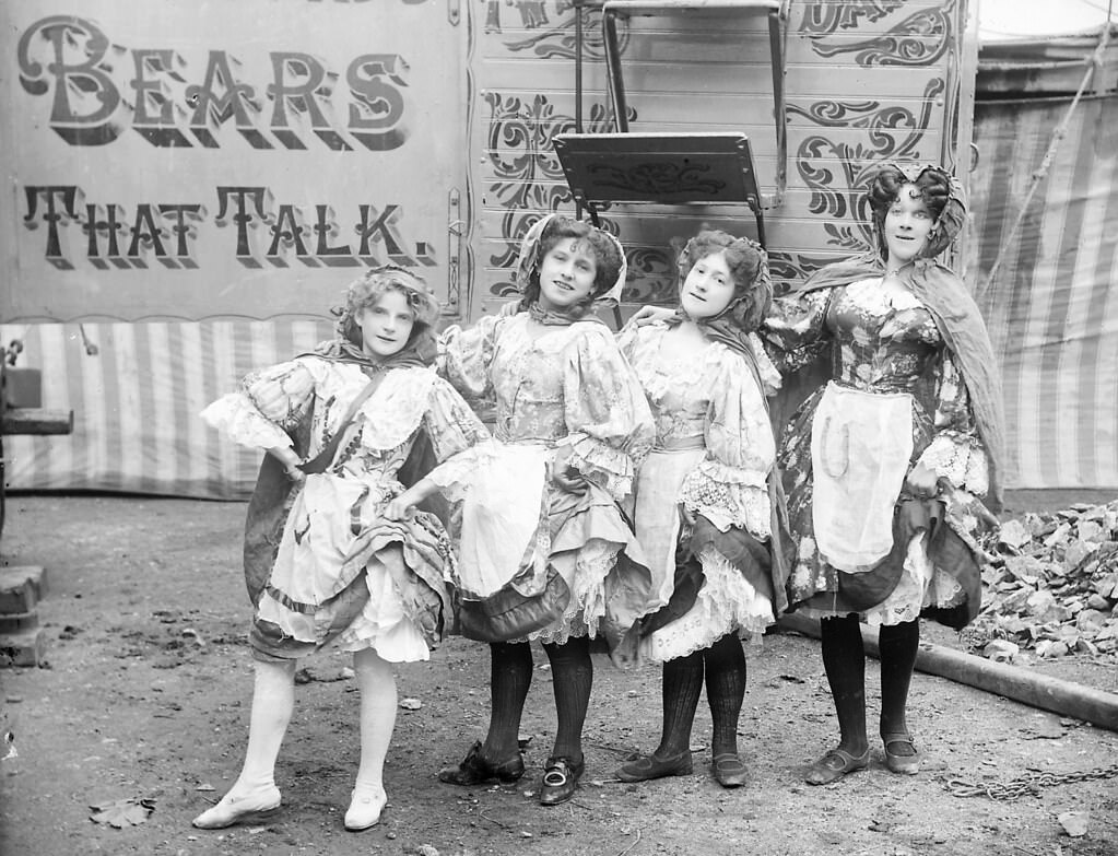 Public Record Office of Northern IrelandHanneford's Canadian Circus, four girl circus performers. 1910.