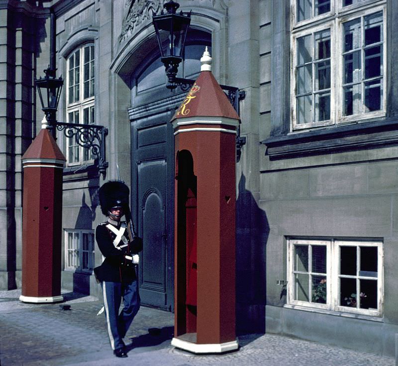 Royal Guard at Amalienborg Palace, Copenhagen, 1968