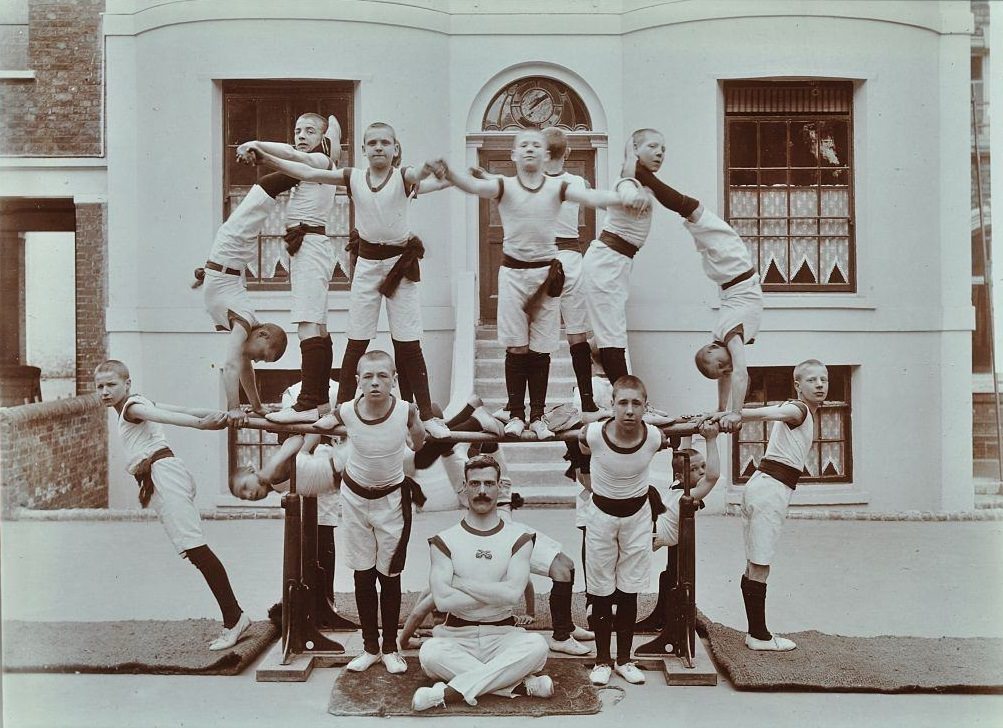 Gymnastics display at the Boys Home Industrial School, Regent's Park Road, London, 1900.