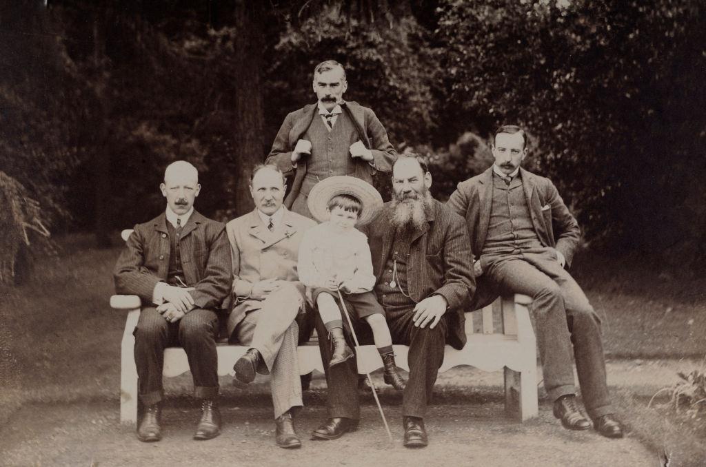 Former Gloucestershire and England cricketer Dr WG Grace (seated 2nd from right) pictured with members of the Robson family, 1901.