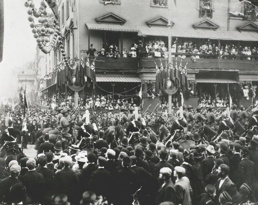 A victory parade in London at the end of the Boer War, London, England.