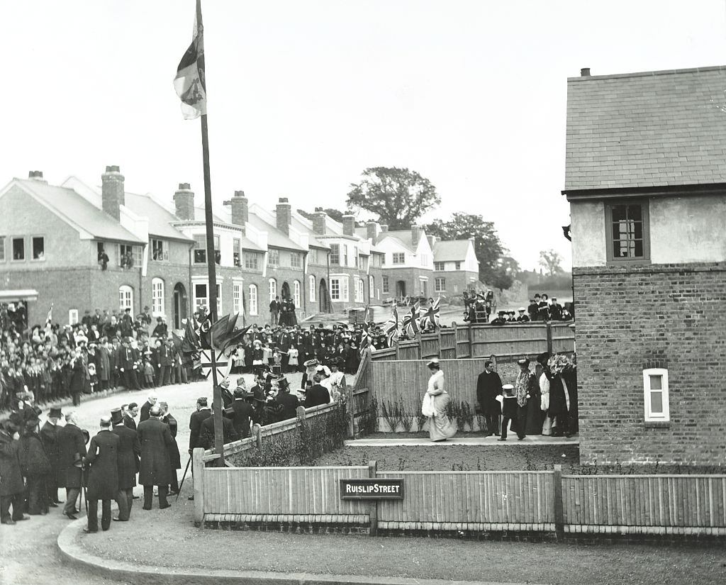 Opening ceremony of Totterdown Dwellings by His Majesty the King Edward VIII, Ruislip Street, Totterdown Estate, Wandsworth, London, 1903.