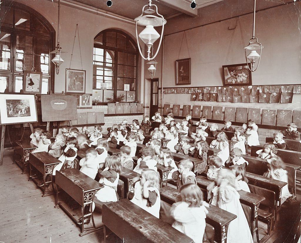 Classroom Scene, Hugh Myddelton School, Finsbury, London, 1906.