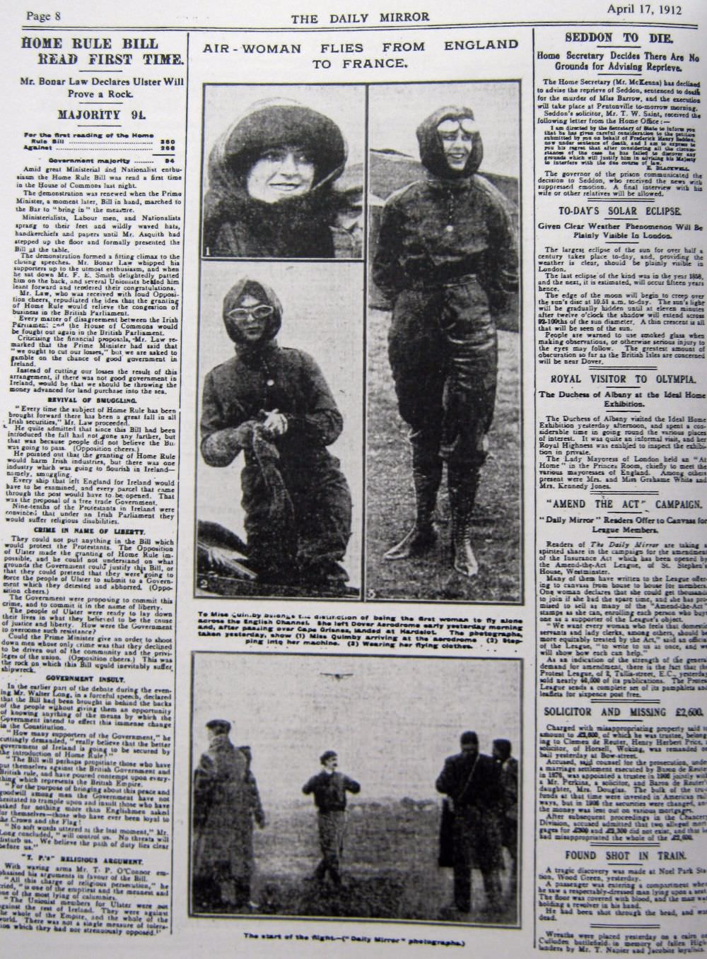 A Daily Mirror 1912. április 17-i 8. oldala (Giacinta Bradley Koontz jóvoltából)