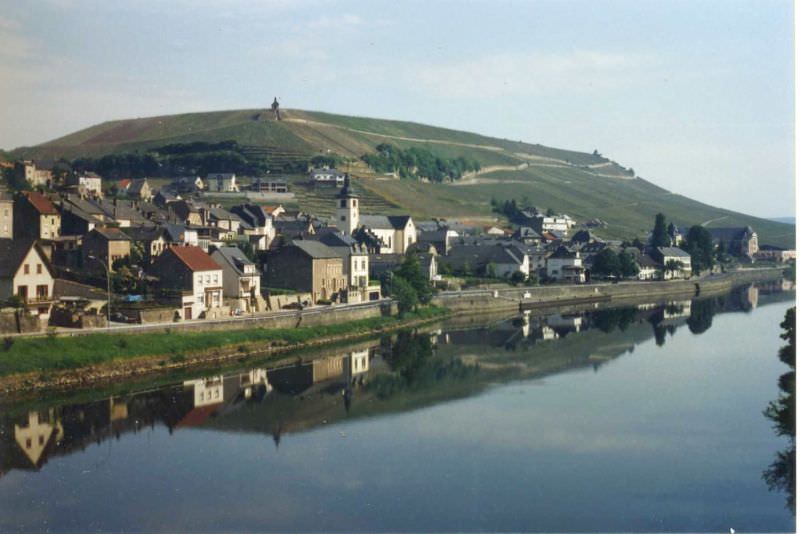 Moselle River Valley at Wormeldange, Luxembourg from Germany, 1995