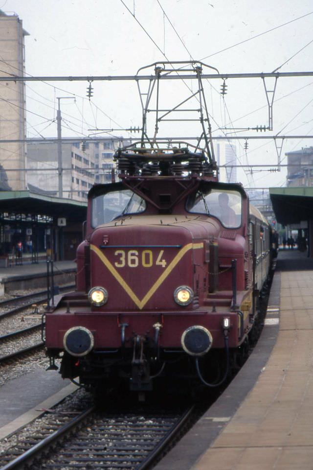 Steeple cab 3604 of CFL at Gare Luxembourg. May 1955
