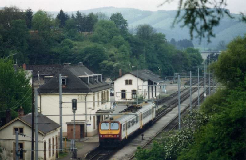 CFL Electric Unit 2010 at Wiltz Station, Luxembourg. May 1995