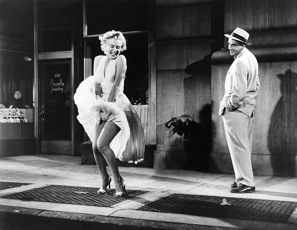 Marilyn Monroe and actor Tom Ewell on the set of The Seven Year Itch.