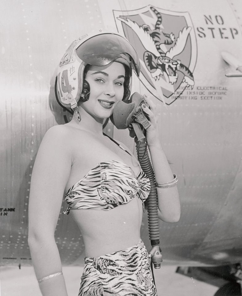 Marla English after she has been named "Miss Scorpion of 1954"