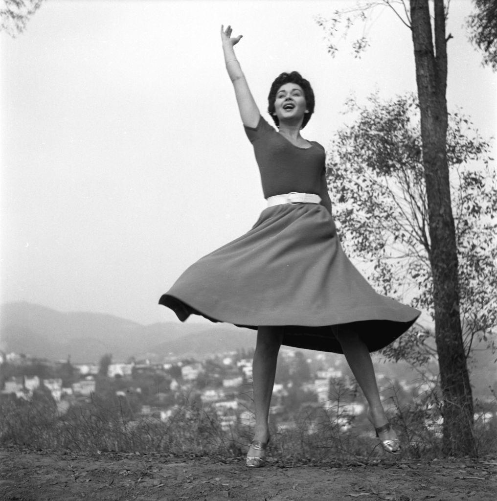 Marla English poses at home in Los Angeles, 1954.