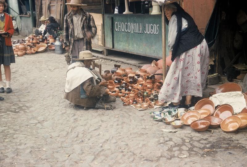 Pots in market, Queretaro. December 1958