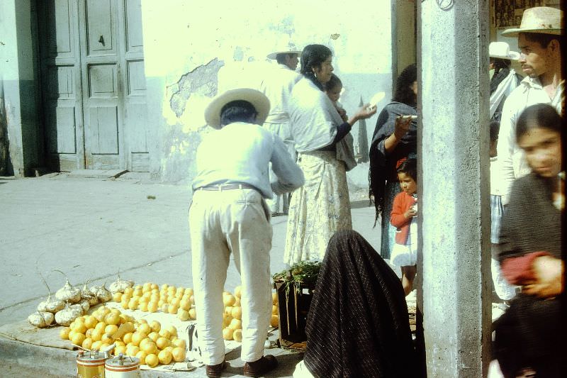 Selling fruit on the street, Toluca. December 1959