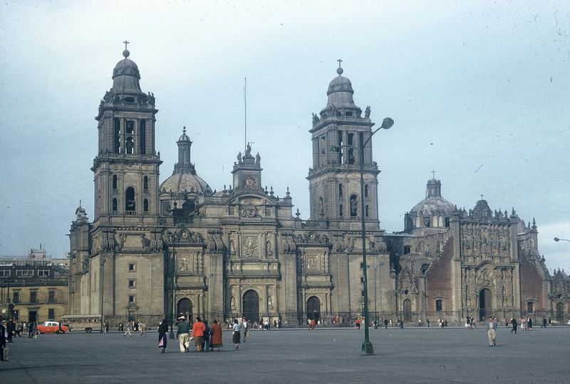 Metropolitan Cathedral, Zocalo, Mexico City. December 1958