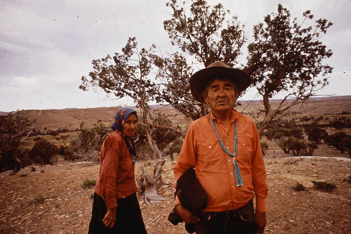 A man and woman on the Navajo Reservation in Coconino county, Arizona.