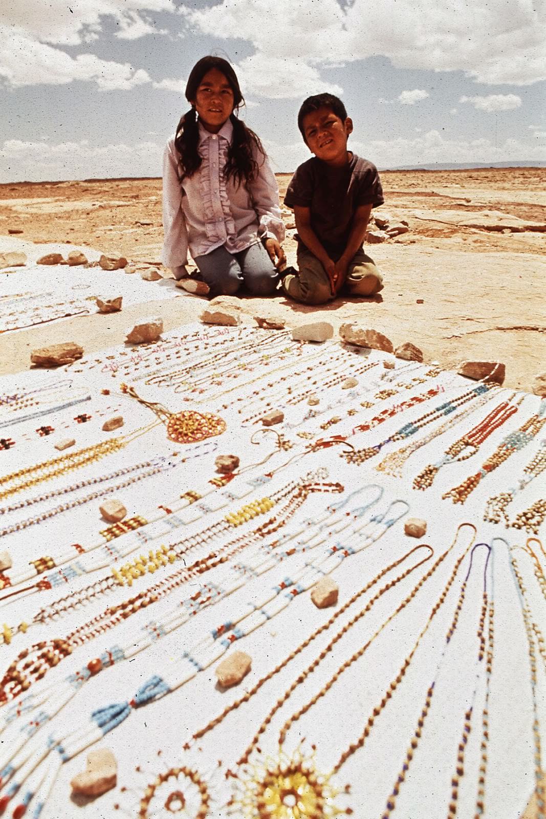 Children sell beads on the Navajo Reservation in Arizona.