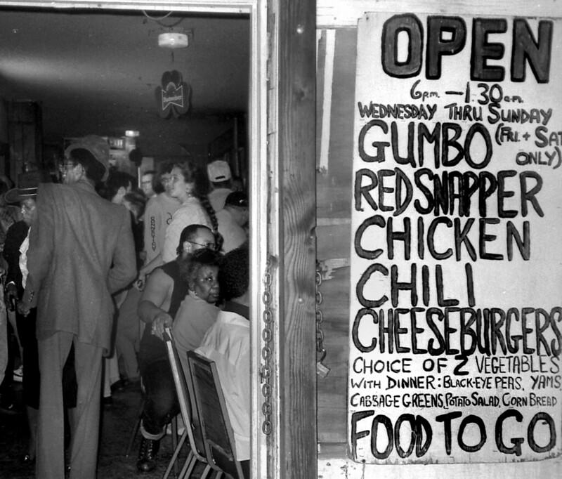 Eli's Mile High Club, back entrance, Martin Luther King Jr Way, Oakland, 1988.