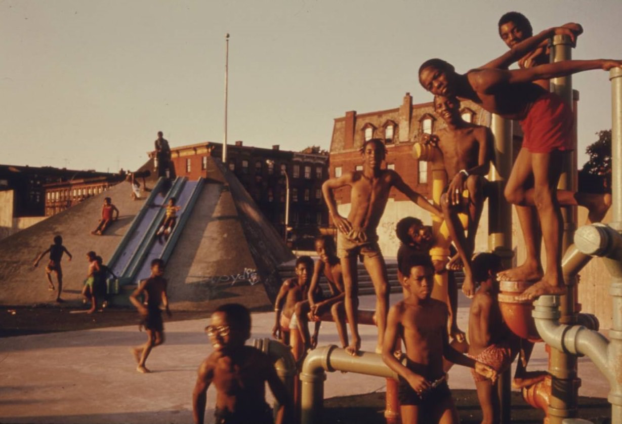 July 4th Holiday at the Kosciusko Swimming Pool in Brooklyn’s Bedford-Stuyvesant District, July 1974.