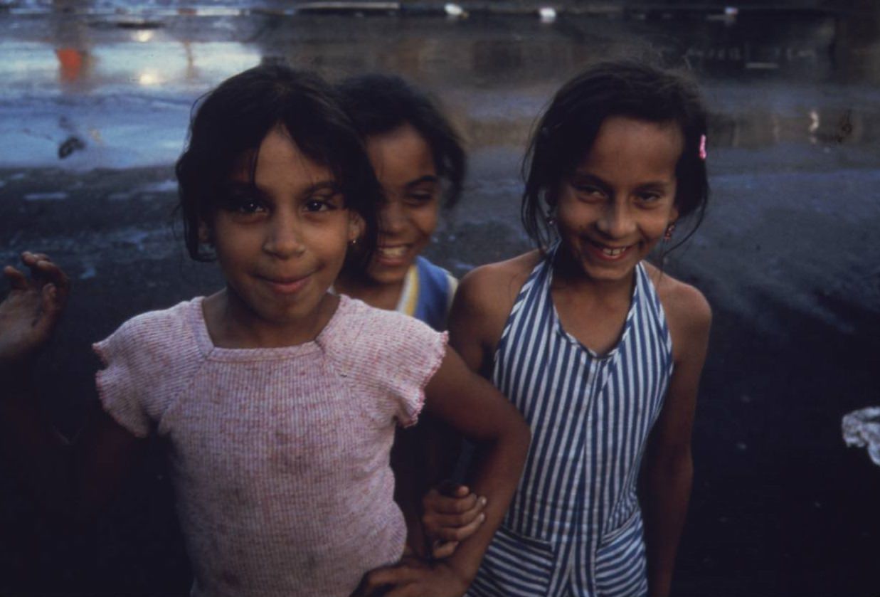 Three young girls in Brooklyn, July 1974.
