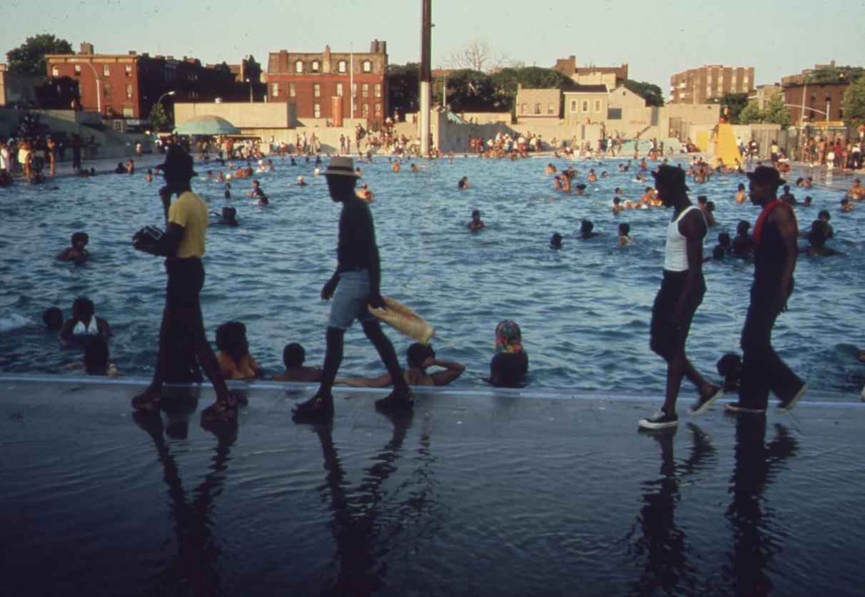 The Kosciusko public swimming pool, Bedford-Stuyvesant district of Brooklyn, July 1974