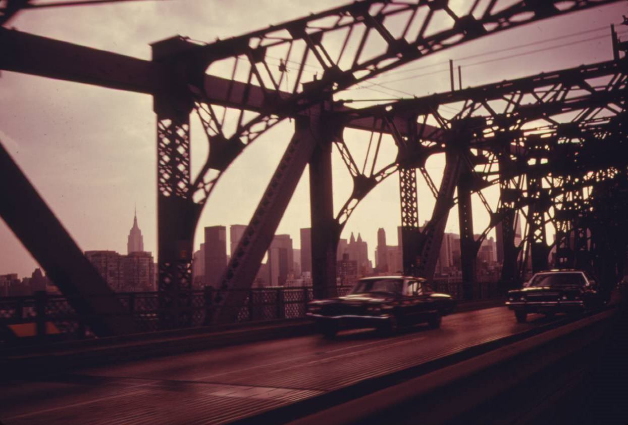 Williamsburg Bridge facing towards Manhattan, July 1974.