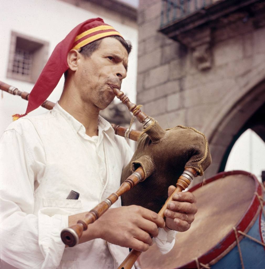 Gaita-de-foles player in Portugal, circa 1970